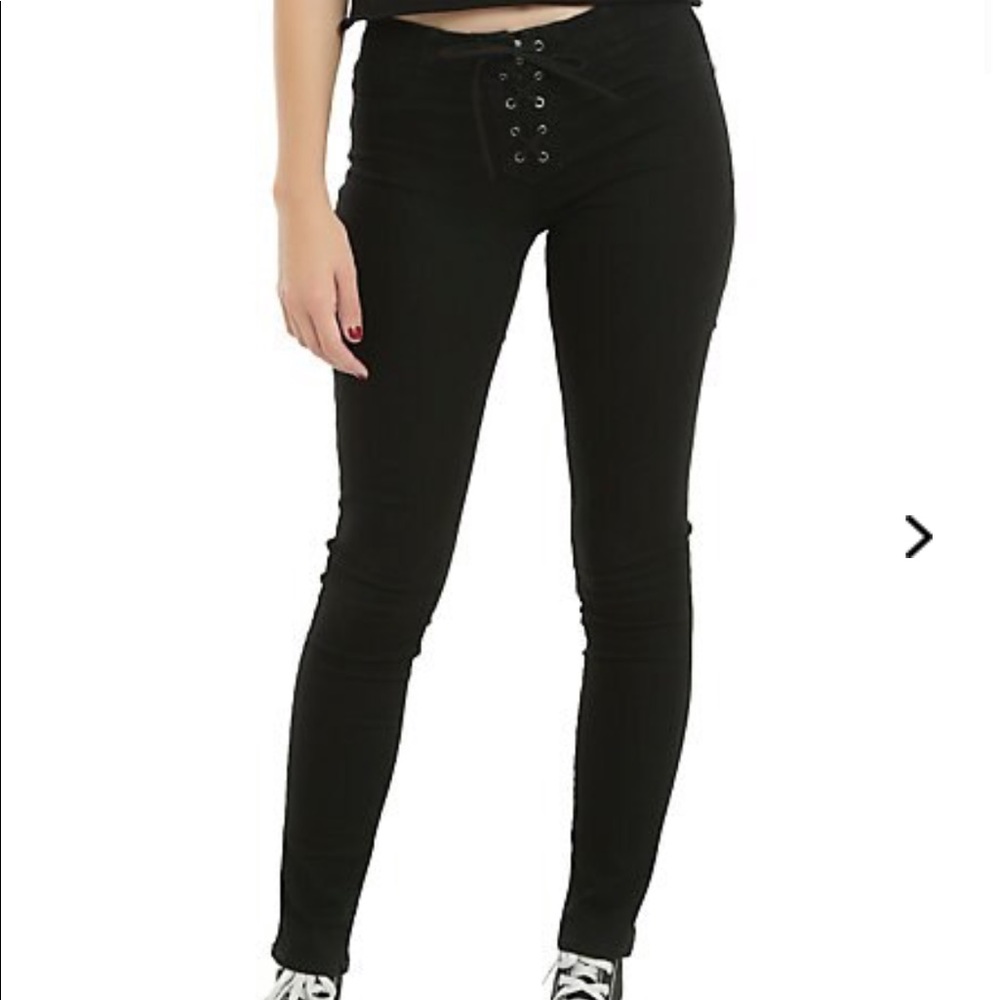 Blackheart Black Lace-Up Super Skinny Jeans
